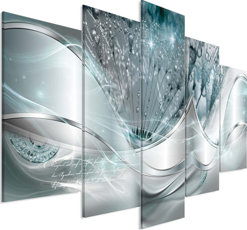 Quadro-Modern-Dandelions-(5-Parts)-Blue-Wide