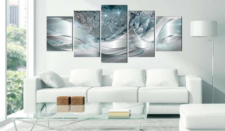 Quadro-Modern-Dandelions-(5-Parts)-Blue-Wide