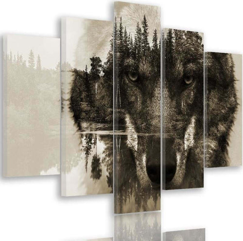 Quadro-Multipannello-Lupo-Foresta-Animali-Natura