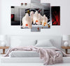 Quadro-Multipannello-Orchidea-e-sfondo-geometrico