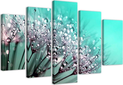 Quadro-Multipannello-Soffiatore-Fiore-turchese