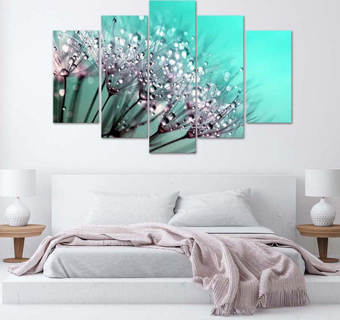 Quadro-Multipannello-Soffiatore-Fiore-turchese