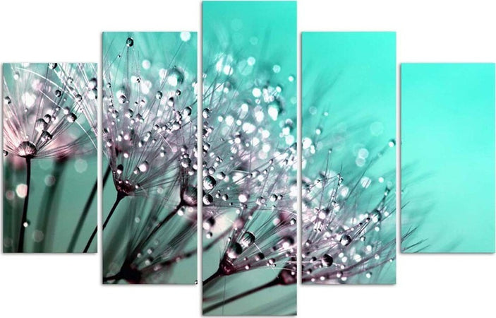 Quadro-Multipannello-Soffiatore-Fiore-turchese