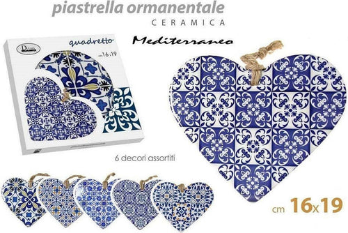 Quadro Quadretto Cuore Decorativo 16x19cm Ceramica Meditteraneo 6 Decori 730726 Casa e cucina/Decorazioni per interni/Arte/Poster e stampe Trade Shop italia - Napoli, Commerciovirtuoso.it