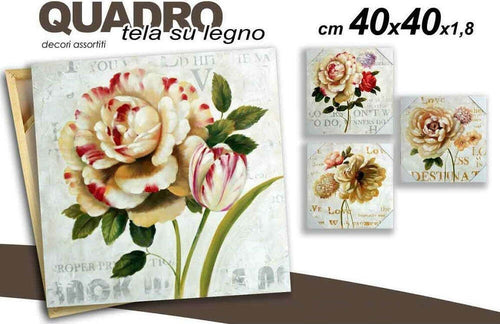 Quadro Quadretto Fiori 40x40x1.8cm Tela Su Legno Deluxe Decori Assortiti 676819 Casa e cucina/Decorazioni per interni/Arte/Poster e stampe Trade Shop italia - Napoli, Commerciovirtuoso.it