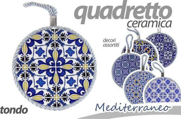 Quadro-Quadretto-Piastrella-Ornamentale-In-Ceramica-Tondo-11cm-Decori-Ass-730672