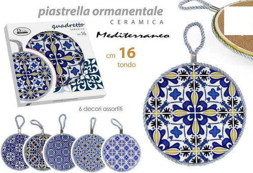 Quadro Quadretto Piastrella Ornamentale In Ceramica Tondo 16 Cm 6 Decori 730689 Casa e cucina/Decorazioni per interni/Arte/Poster e stampe Trade Shop italia - Napoli, Commerciovirtuoso.it