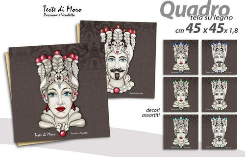 Quadro Quadretto Testa Di Moro Tela Su Legno 45x45x1,8cm Vari Decori Moro 820076 Casa e cucina/Decorazioni per interni/Arte/Poster e stampe Trade Shop italia - Napoli, Commerciovirtuoso.it