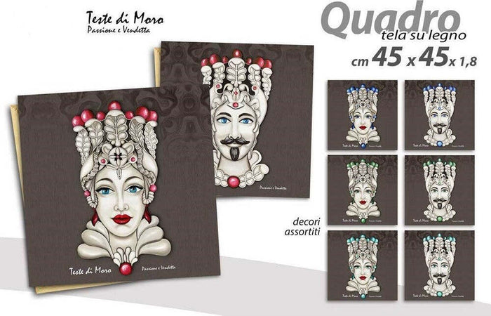 Quadro Quadretto Testa Di Moro Tela Su Legno 45x45x1,8cm Vari Decori Moro 820076 Casa e cucina/Decorazioni per interni/Arte/Poster e stampe Trade Shop italia - Napoli, Commerciovirtuoso.it