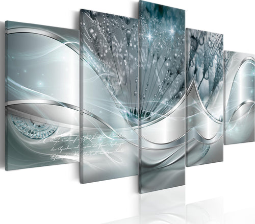 Quadro-Sparkling-Dandelions-(5-Parts)-Blue-Wide