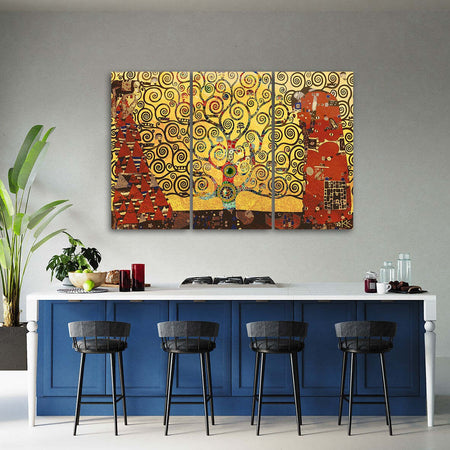 Quadro-su-tela-3-pannelli,-Albero-della-vita