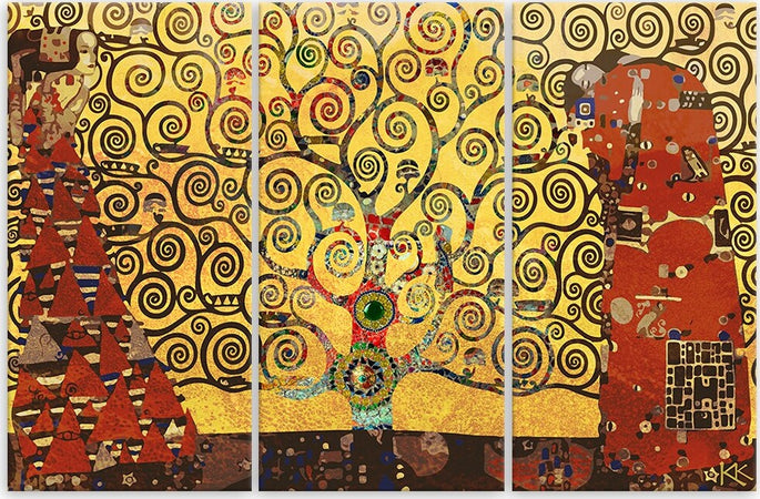 Quadro-su-tela-3-pannelli,-Albero-della-vita