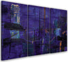Quadro-su-tela-3-pannelli,-Astrazione-dipinta-a-mano-viola