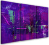 Quadro-su-tela-3-pannelli,-Astrazione-dipinta-a-mano-viola