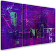 Quadro-su-tela-3-pannelli,-Astrazione-dipinta-a-mano-viola