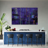 Quadro-su-tela-3-pannelli,-Astrazione-dipinta-a-mano-viola