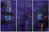 Quadro-su-tela-3-pannelli,-Astrazione-dipinta-a-mano-viola