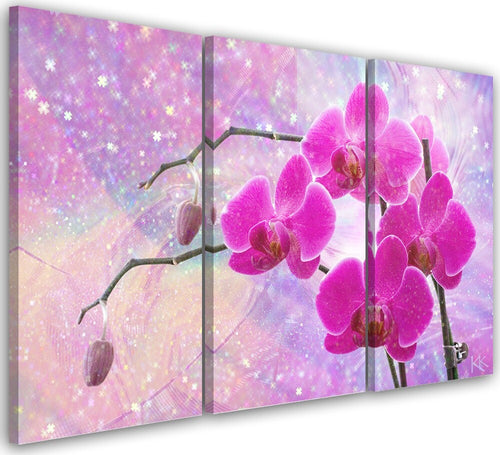 Quadro-su-tela-3-pannelli,-Astrazione-orchidea-essenziale