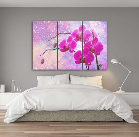 Quadro-su-tela-3-pannelli,-Astrazione-orchidea-essenziale