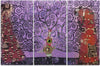 Quadro-su-tela-3-pannelli,-Astrazione-viola-dell'albero-della-vita