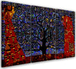 Quadro-su-tela-3-pannelli,-Blue-Tree-of-Life-Abstraction