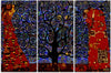 Quadro-su-tela-3-pannelli,-Blue-Tree-of-Life-Abstraction
