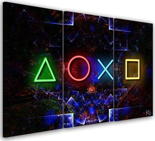 Quadro-su-tela-3-pannelli,-Console-di-gioco