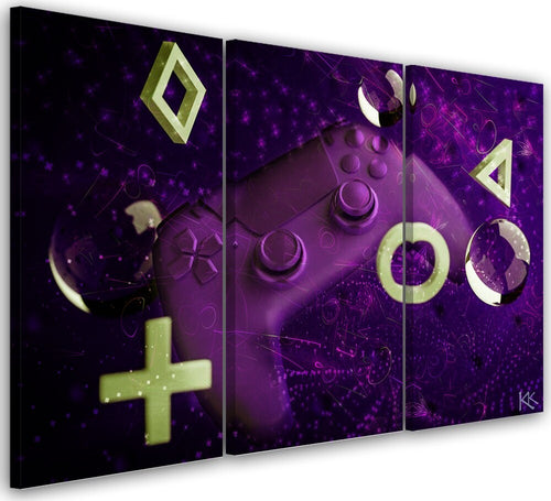 Quadro-su-tela-3-pannelli,-Console-di-gioco