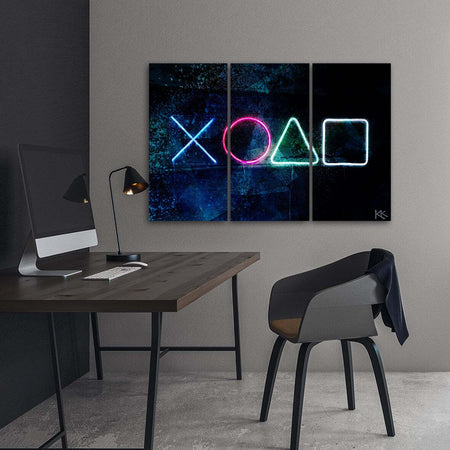 Quadro-su-tela-3-pannelli,-Console-di-gioco