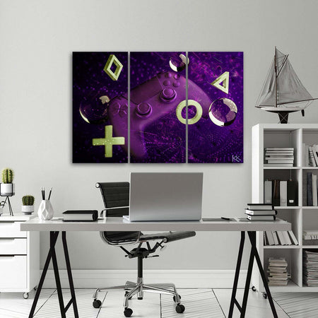 Quadro-su-tela-3-pannelli,-Console-di-gioco