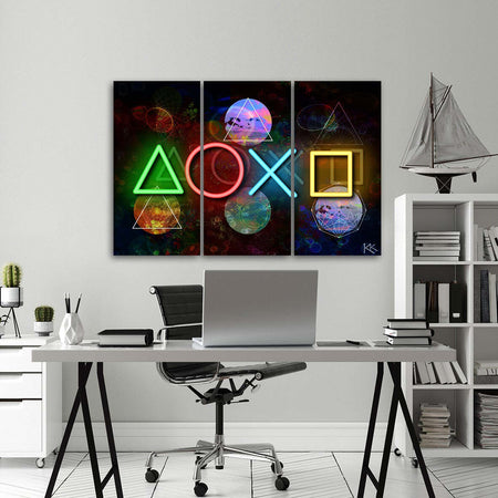 Quadro-su-tela-3-pannelli,-Console-di-gioco