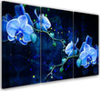 Quadro-su-tela-3-pannelli,-Fiore-di-orchidea-blu