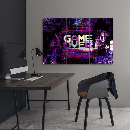 Quadro-su-tela-3-pannelli,-Gioco-astratto-su-iscrizione