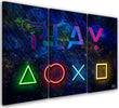 Quadro-su-tela-3-pannelli,-I-pulsanti-del-controller-e-il-gioco-dell'iscrizione