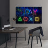 Quadro-su-tela-3-pannelli,-I-pulsanti-del-controller-e-il-gioco-dell'iscrizione