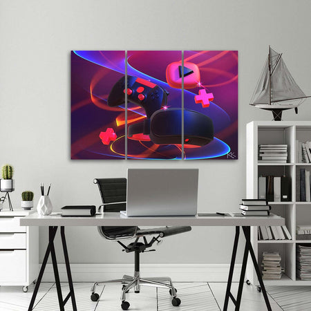Quadro-su-tela-3-pannelli,-Impostato-per-il-giocatore