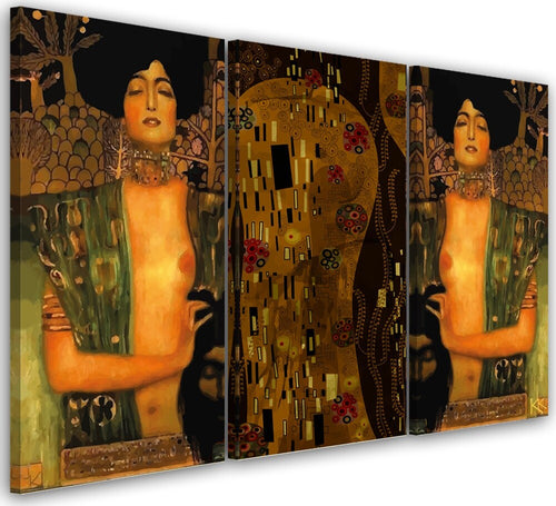 Quadro-su-tela-3-pannelli,-Judyta-con-la-testa-di-Holofernes
