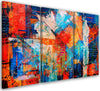Quadro-su-tela-3-pannelli,-Mano-di-astrazione-arancione-pinto