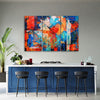 Quadro-su-tela-3-pannelli,-Mano-di-astrazione-arancione-pinto
