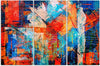 Quadro-su-tela-3-pannelli,-Mano-di-astrazione-arancione-pinto