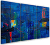 Quadro-su-tela-3-pannelli,-Mano-di-astrazione-blu-pinto
