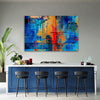 Quadro-su-tela-3-pannelli,-Mano-di-astrazione-blu-pinto