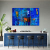 Quadro-su-tela-3-pannelli,-Mano-di-astrazione-blu-pinto