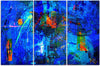 Quadro-su-tela-3-pannelli,-Mano-di-astrazione-blu-pinto