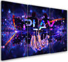 Quadro-su-tela-3-pannelli,-Neon-con-il-gioco-dell'iscrizione
