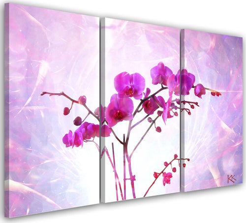 Quadro-su-tela-3-pannelli,-Orchidea-essenziale