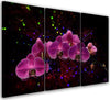 Quadro-su-tela-3-pannelli,-Orchidea-su-uno-sfondo-scuro