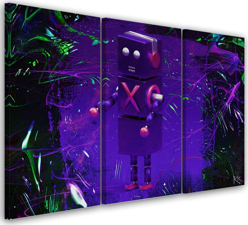 Quadro-su-tela-3-pannelli,-Robot-per-il-giocatore