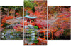 Quadro-su-tela-3-pezzi-Giappone-paesaggio-rosso