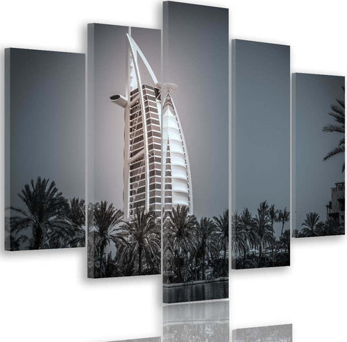 Quadro-su-tela-5-pannelli-Albergo-Burj-Al-Arab-Dubai